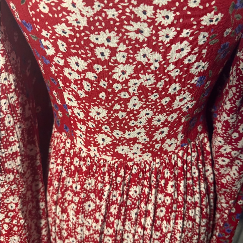 ASOS Red Floral Long Sleeve Dress - Picture 7 of 11